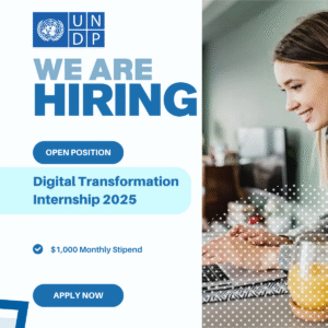 Home-Based UNDP Digital Transformation Internship – Global Call 2025 (US Applicants Welcome) | $1,000 Monthly Stipend
